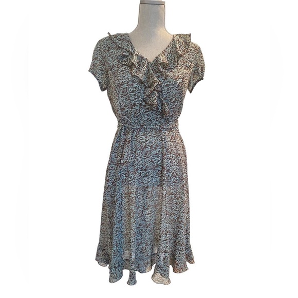 JBS RUFFLED AQUA/MOCHA DRESS - Picture 2 of 3